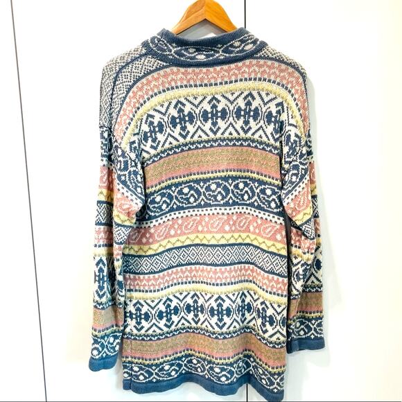 Vintage 90s Sweater Pastels Chunky Knit Oversized Knit Midi Length Pink Blue - Picture 4 of 12